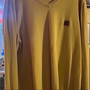 Men's V-Neck Sweater in Olive Green